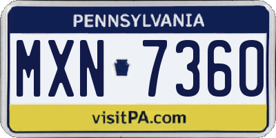 PA license plate MXN7360