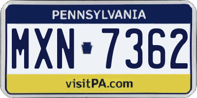 PA license plate MXN7362
