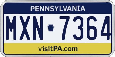 PA license plate MXN7364