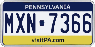 PA license plate MXN7366