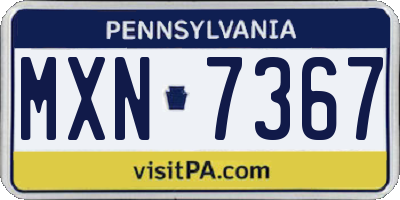 PA license plate MXN7367