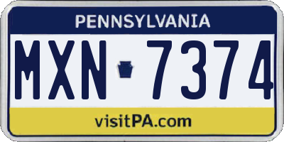 PA license plate MXN7374