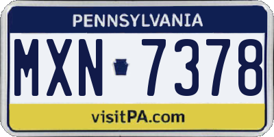 PA license plate MXN7378