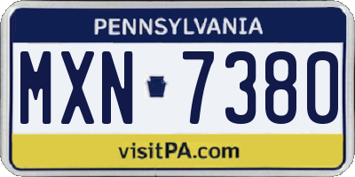 PA license plate MXN7380