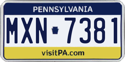 PA license plate MXN7381