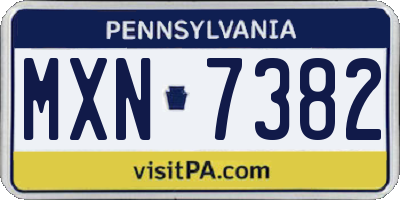 PA license plate MXN7382
