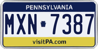 PA license plate MXN7387