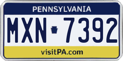 PA license plate MXN7392