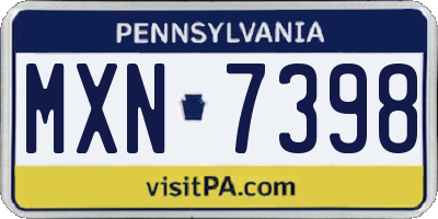 PA license plate MXN7398