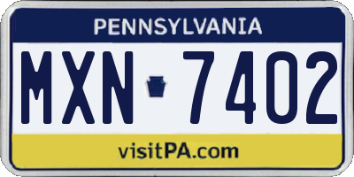 PA license plate MXN7402