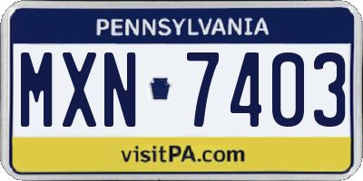 PA license plate MXN7403
