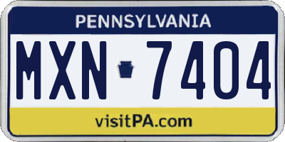 PA license plate MXN7404