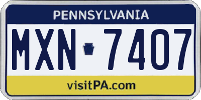 PA license plate MXN7407