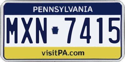 PA license plate MXN7415