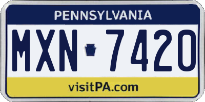 PA license plate MXN7420