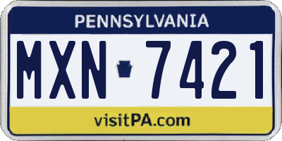 PA license plate MXN7421