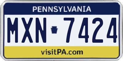 PA license plate MXN7424