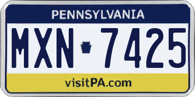 PA license plate MXN7425