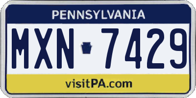 PA license plate MXN7429