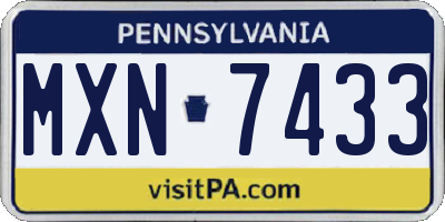 PA license plate MXN7433