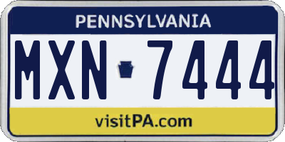 PA license plate MXN7444