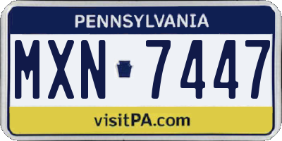 PA license plate MXN7447