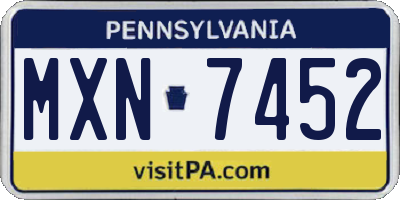 PA license plate MXN7452