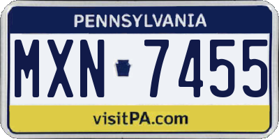 PA license plate MXN7455