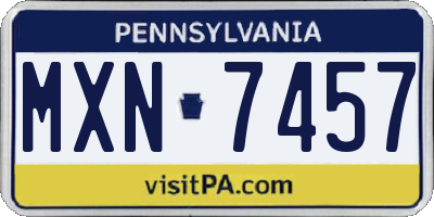 PA license plate MXN7457