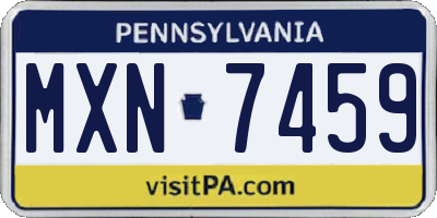 PA license plate MXN7459