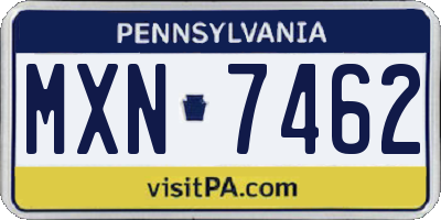 PA license plate MXN7462