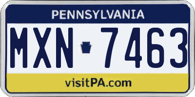 PA license plate MXN7463