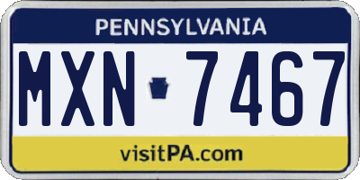 PA license plate MXN7467