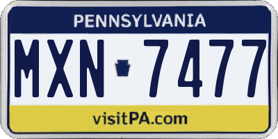 PA license plate MXN7477
