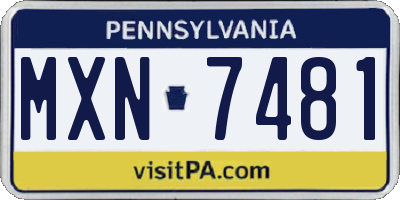 PA license plate MXN7481