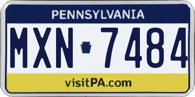 PA license plate MXN7484