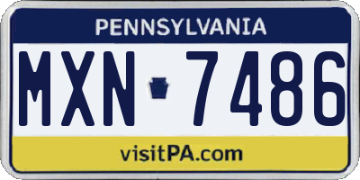 PA license plate MXN7486