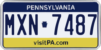 PA license plate MXN7487