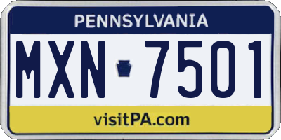 PA license plate MXN7501
