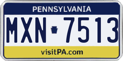 PA license plate MXN7513