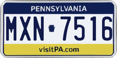 PA license plate MXN7516