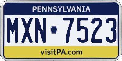 PA license plate MXN7523