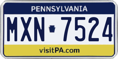 PA license plate MXN7524