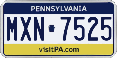 PA license plate MXN7525
