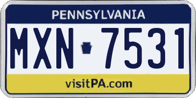 PA license plate MXN7531