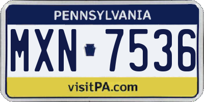 PA license plate MXN7536