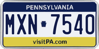 PA license plate MXN7540