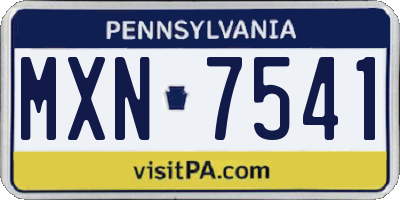 PA license plate MXN7541