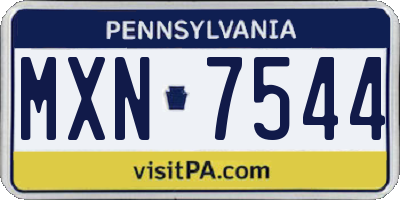 PA license plate MXN7544