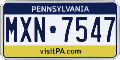PA license plate MXN7547